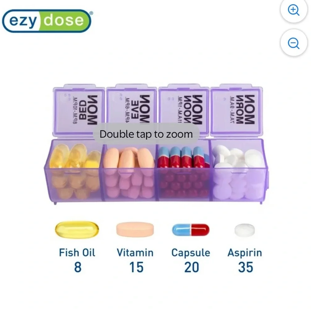 2 Ezydose Weekly Pill Organizer with Purple and Blue Compartments